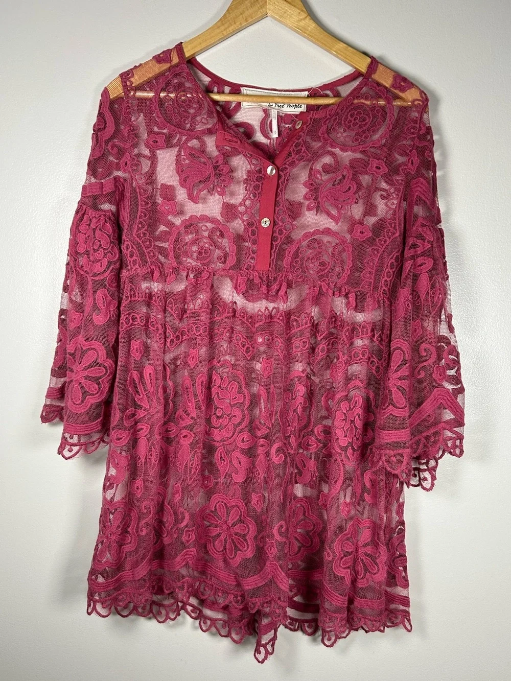 Jens Pirate Booty for Free People Berry Lace Sheer Lace Tunic Dress Overlay